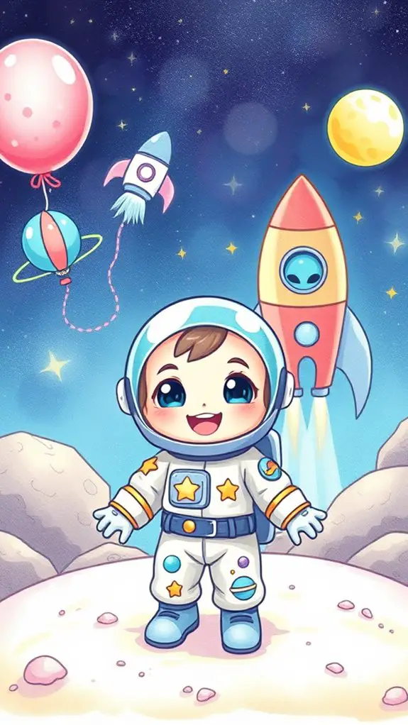 adorable astronaut character illustration
