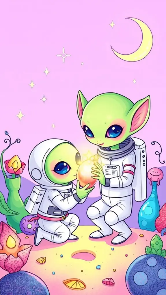 adorable extraterrestrial meeting illustration