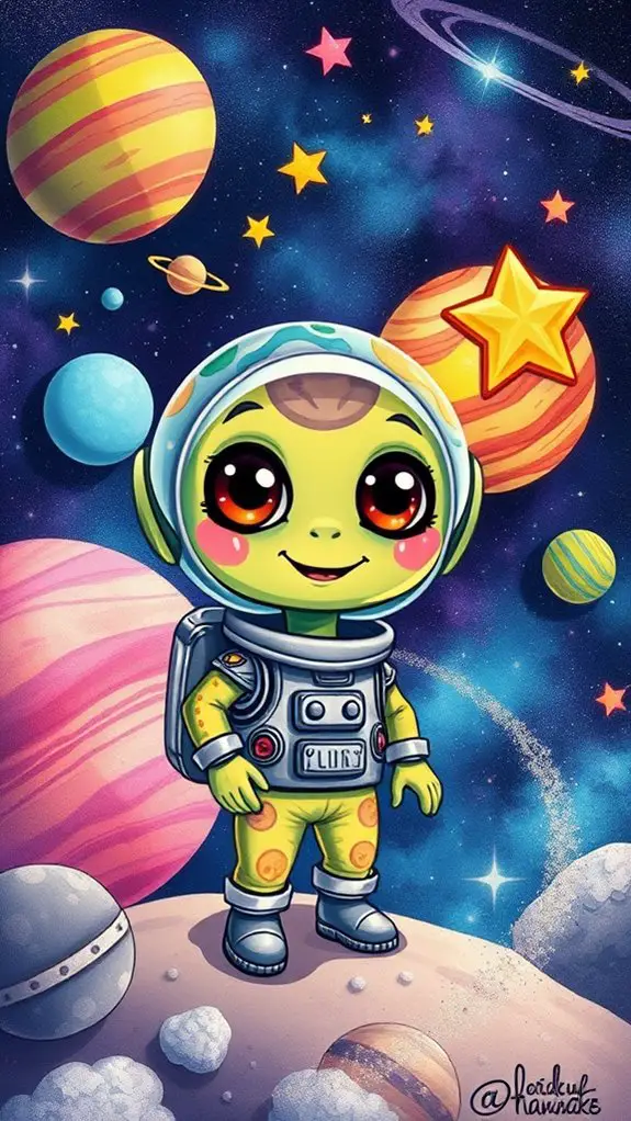 adorable extraterrestrial space journey