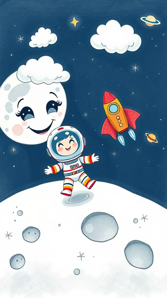 adorable lunar exploration illustration