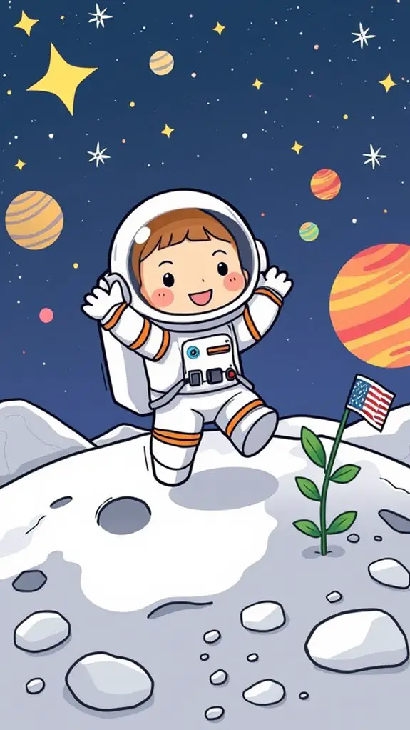 adorable neil armstrong illustration