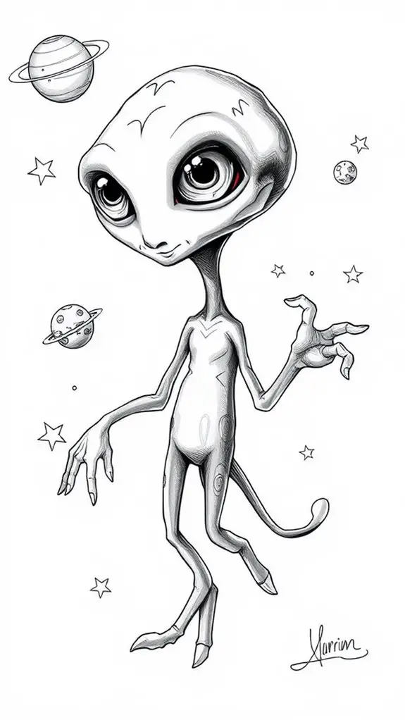 alien character in monochrome