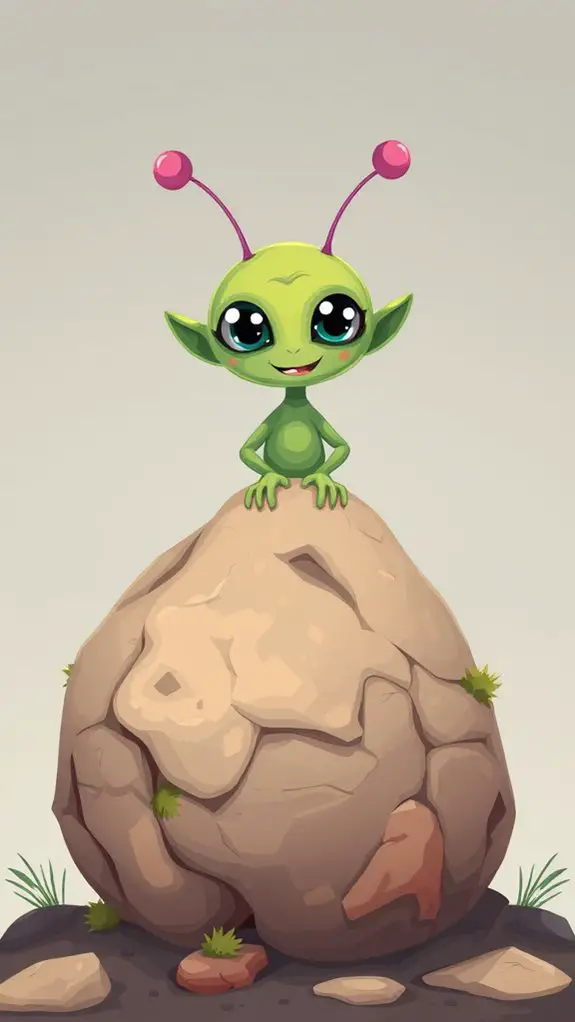 alien on rock clipart