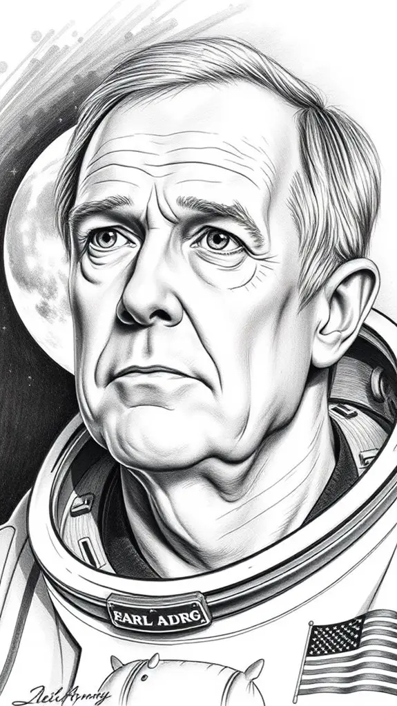 armstrong monochrome portrait illustration