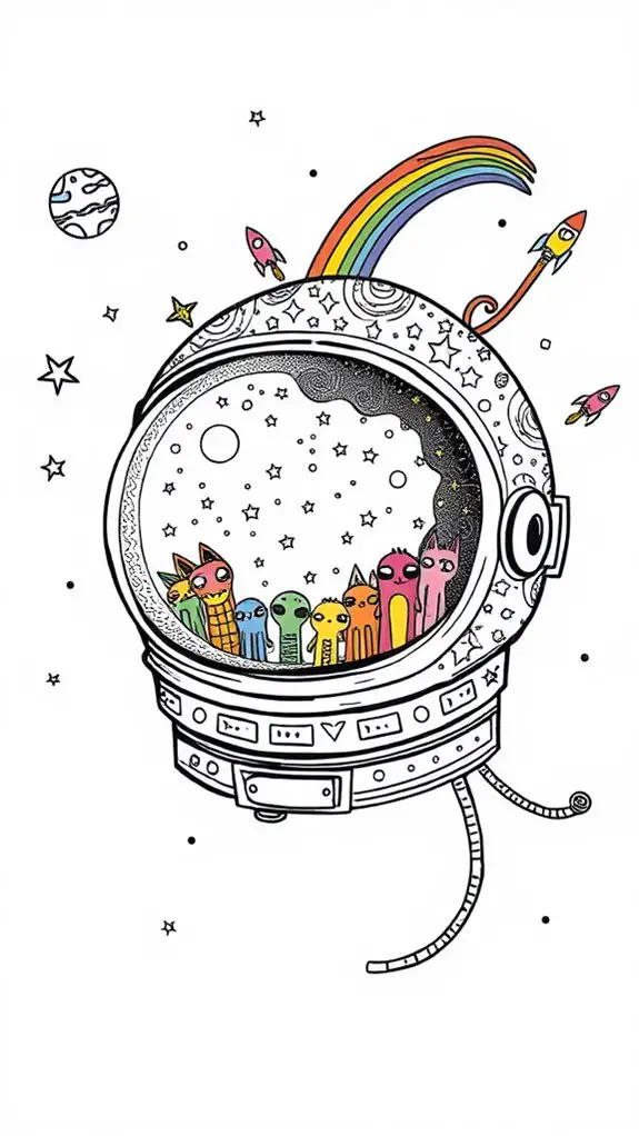 astronaut helmet doodle illustration