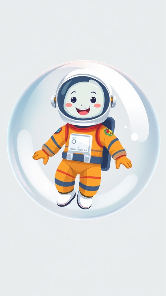 astronaut in spacesuit bubble