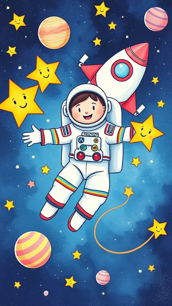 astronaut s playful celestial sketch