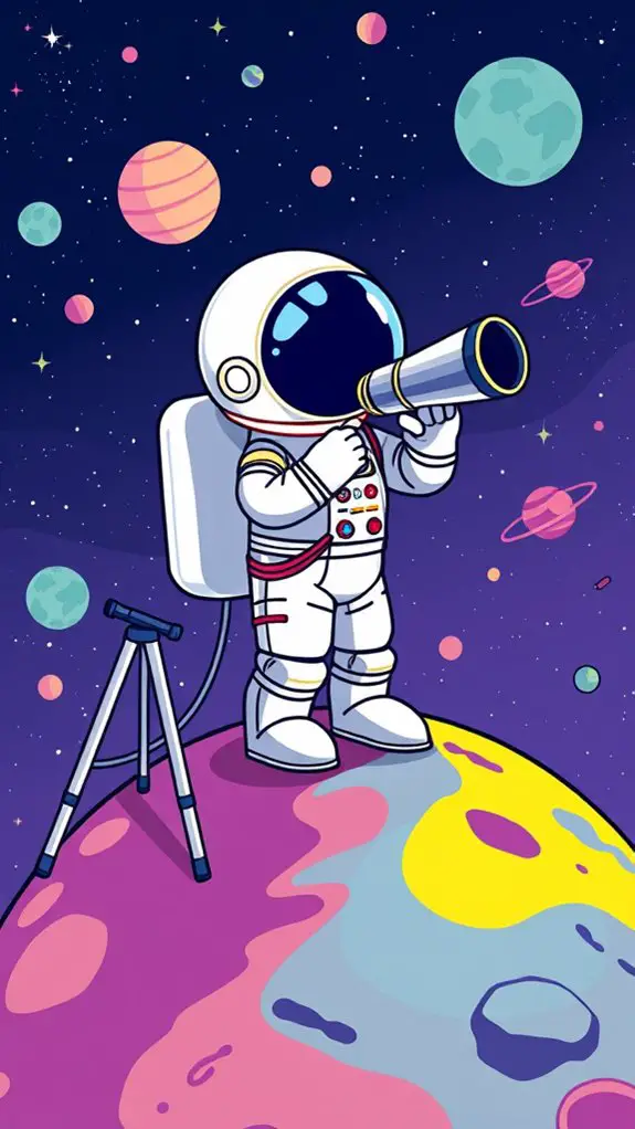 astronaut with telescope illustration