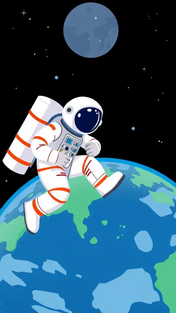 astronauts floating in space