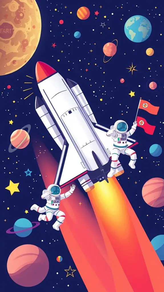 astronauts in space shuttle