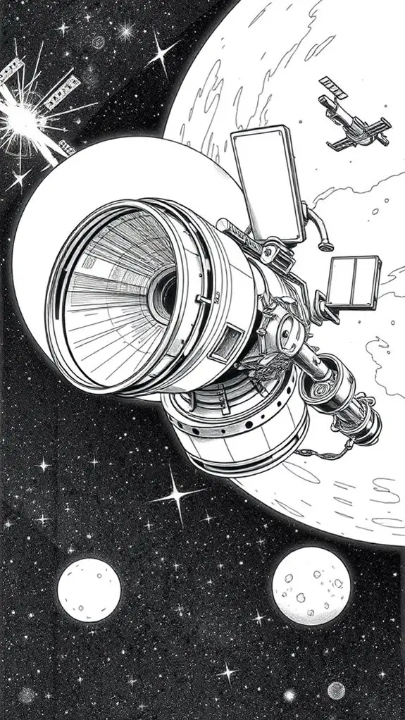 black and white telescope sketch