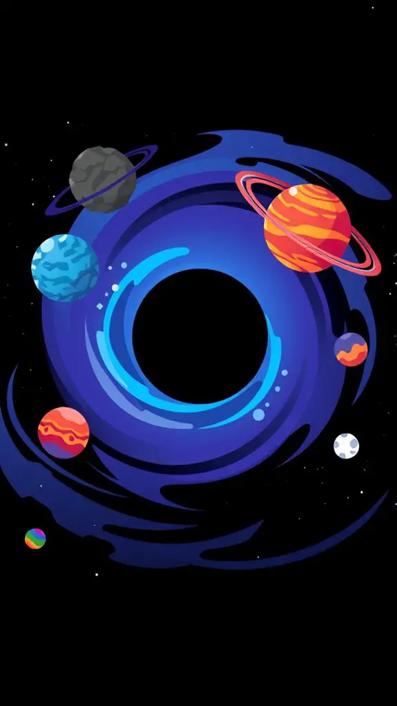 black hole and planets