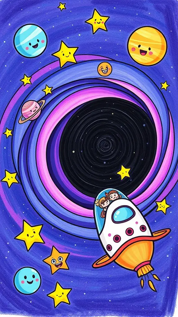 cartoonish black hole illustration