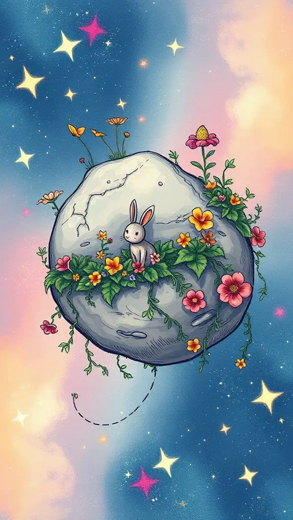 charming fantasy asteroid illustration