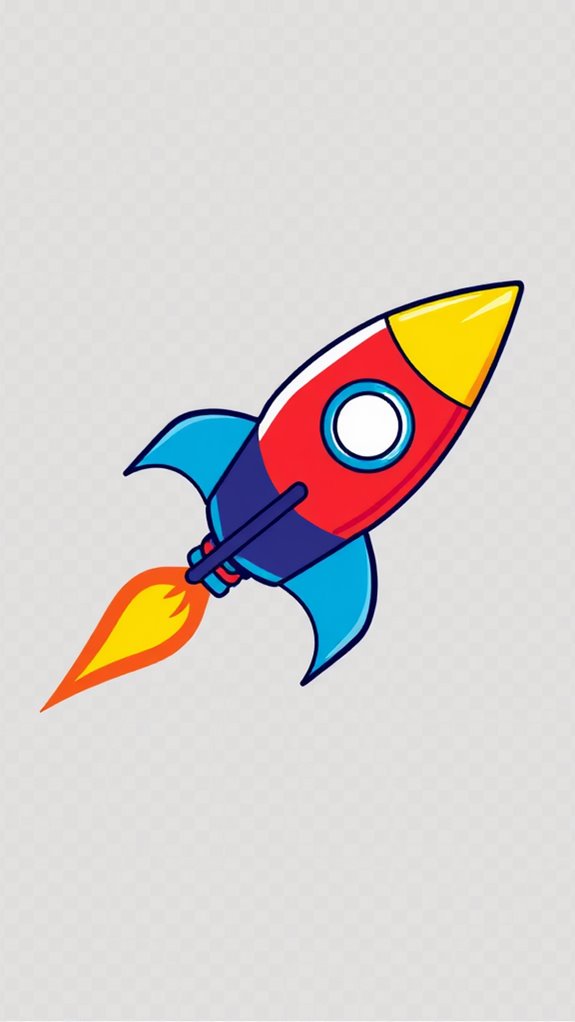 colorful rocket clipart graphic