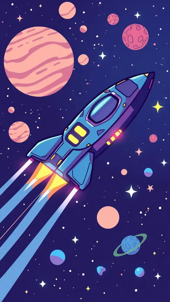colorful spaceship adventure clipart