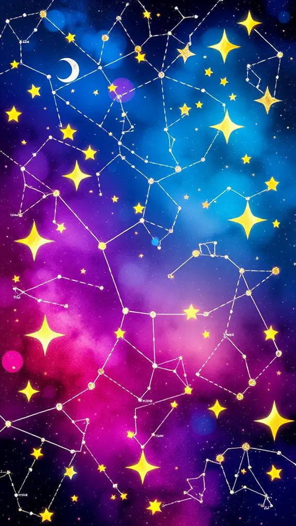 colorful star constellations collage