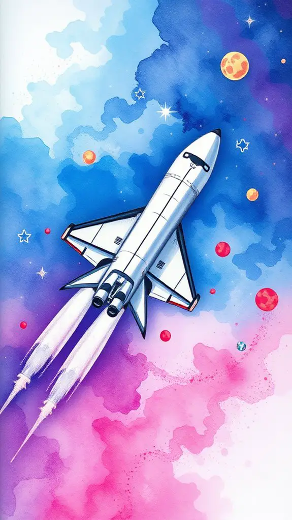 colorful watercolor shuttle splash