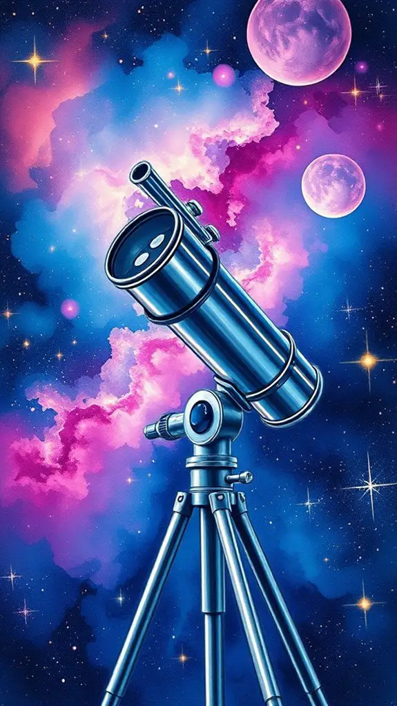 colorful watercolor space telescope