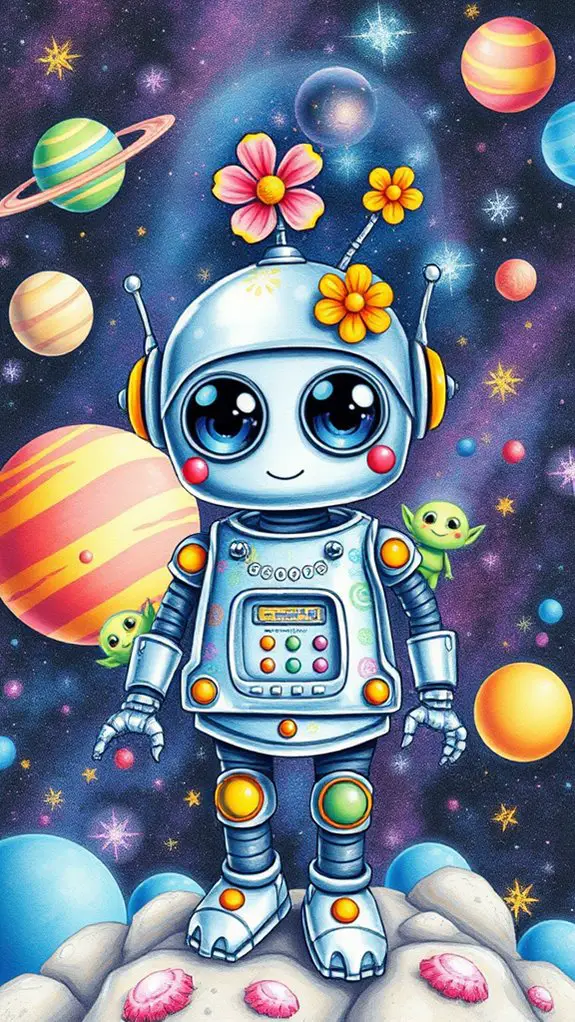 colorful whimsical space robot