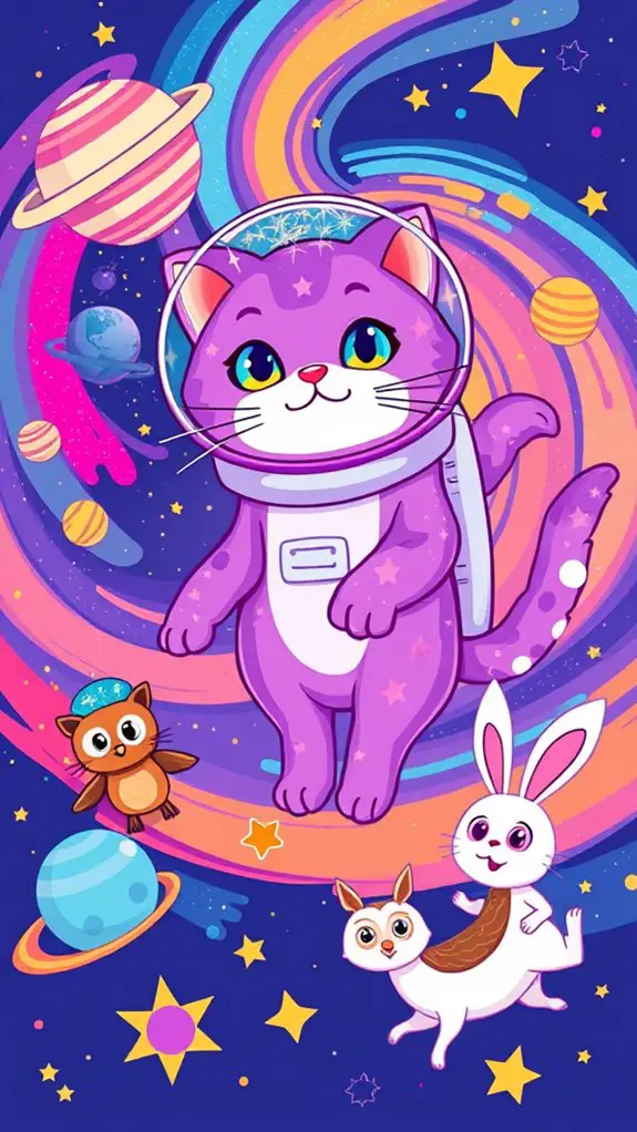cosmic feline themed space art