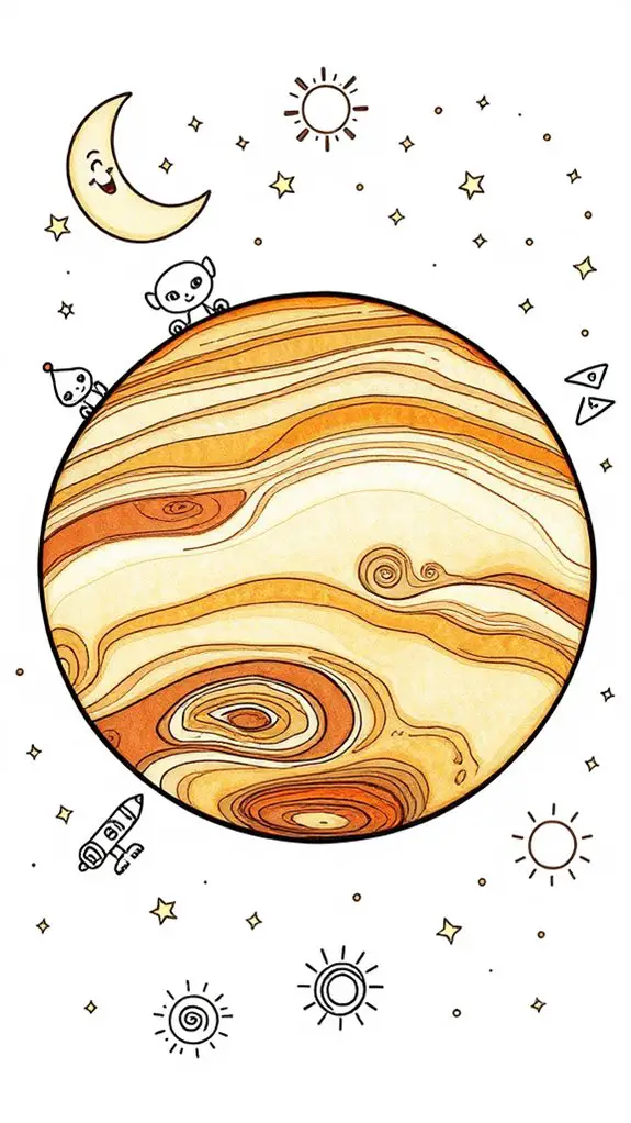 creative jupiter doodle art