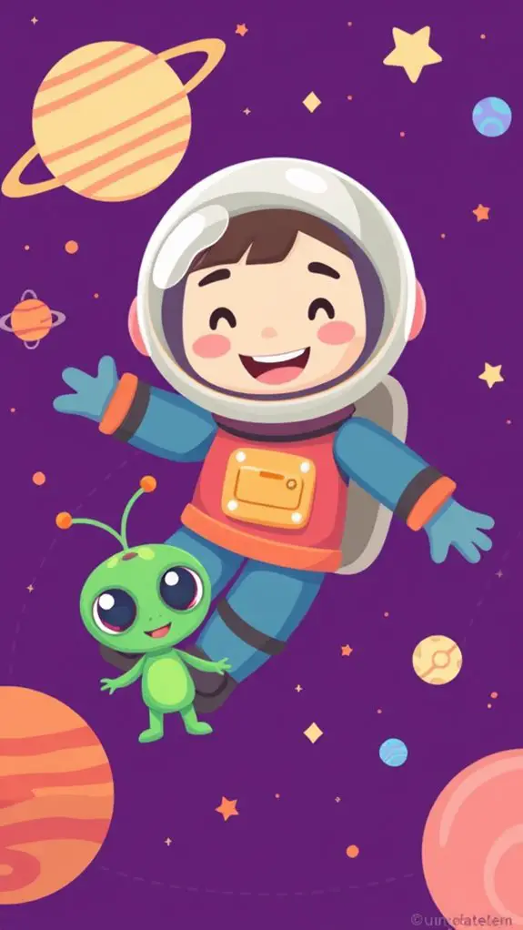 cute astronaut and alien