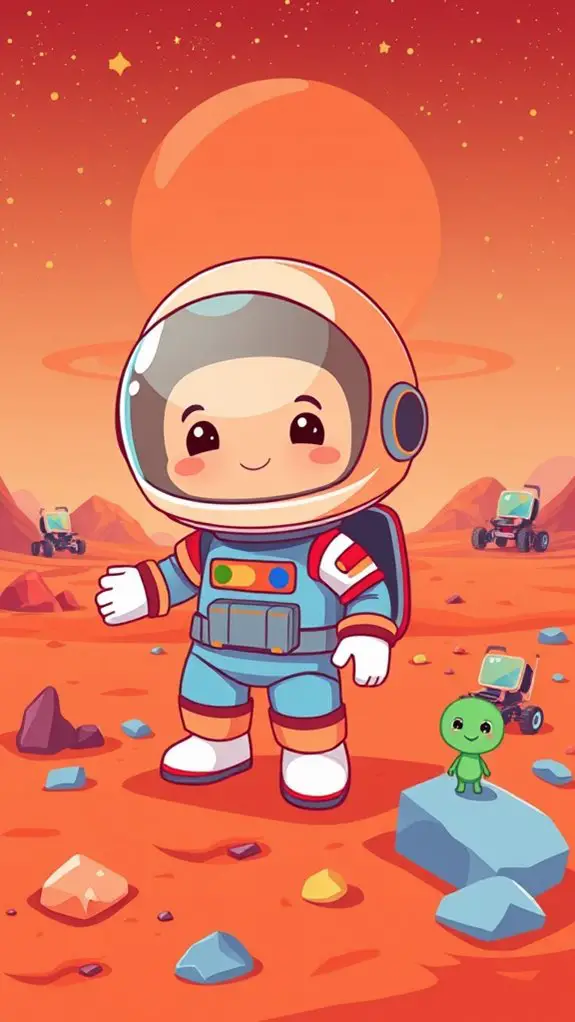 cute astronaut mars clipart