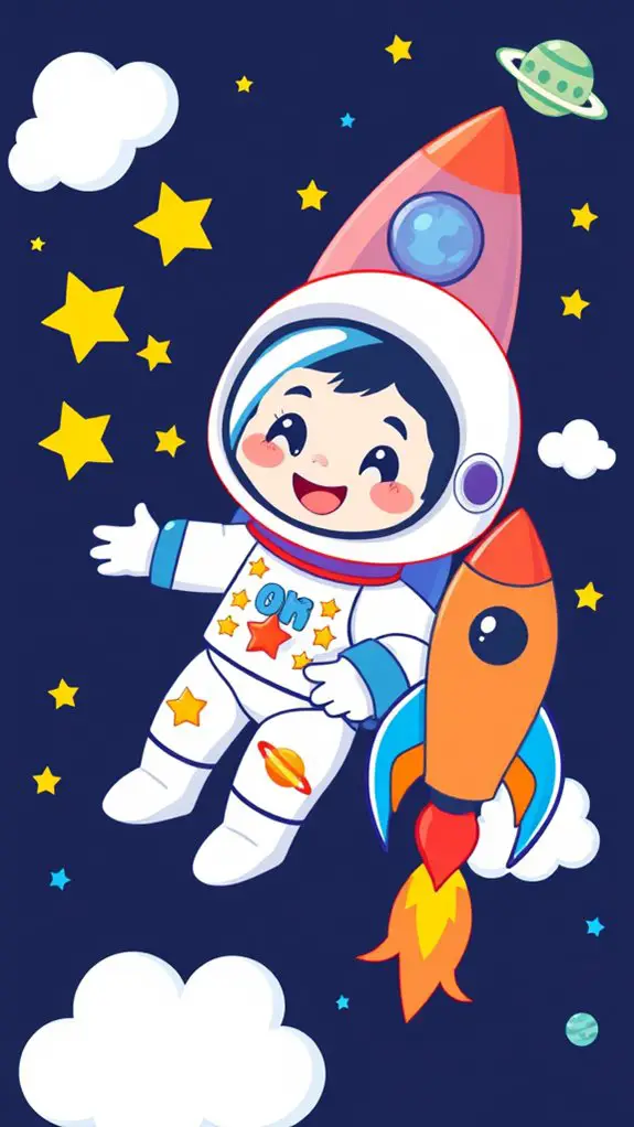 cute astronaut rocket clipart