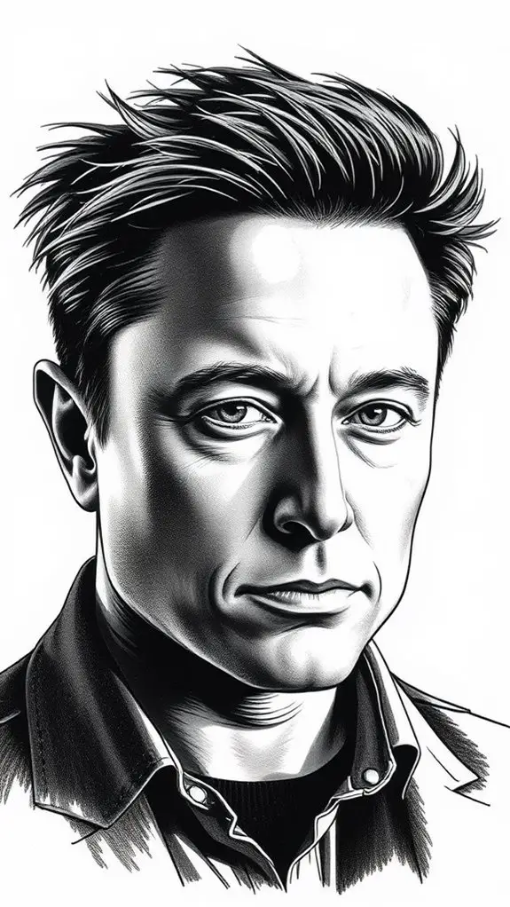 elon musk portrait drawing