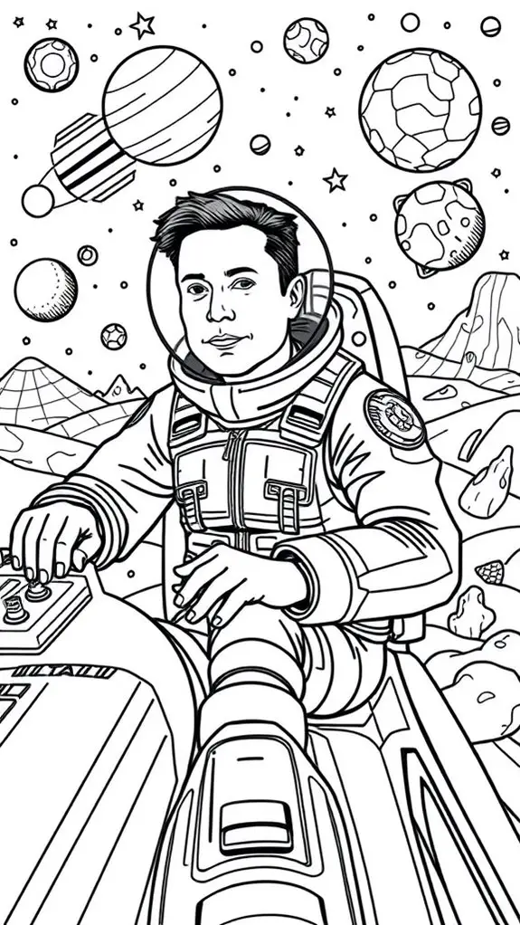elon musk space exploration coloring