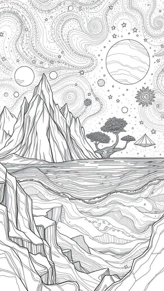 exoplanet line art illustration