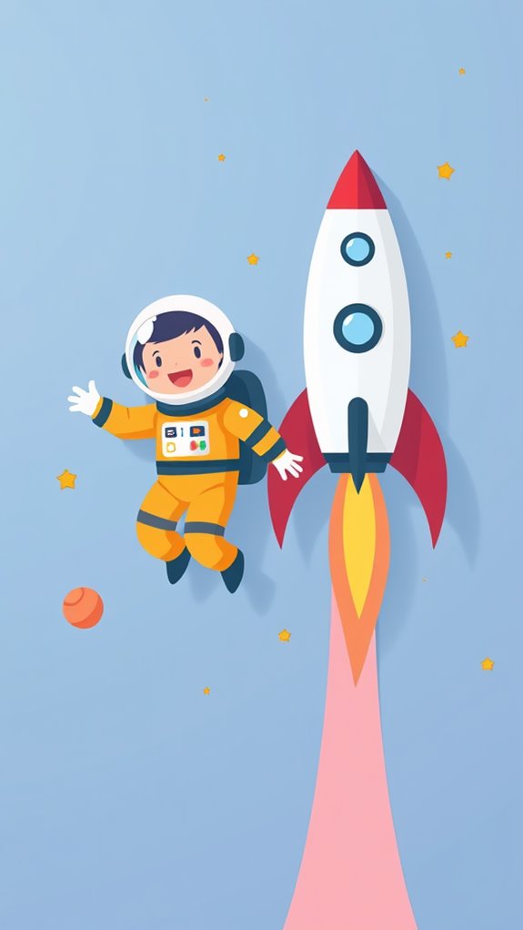 flat design astronaut rocket