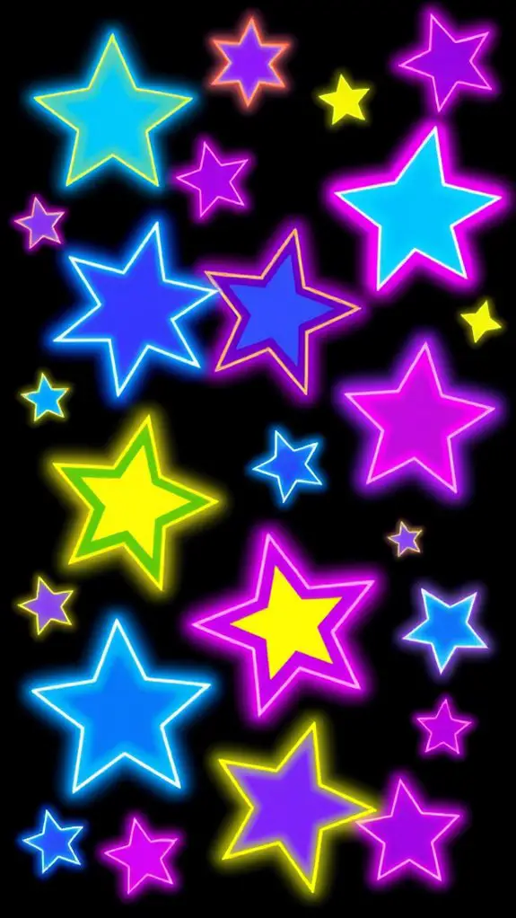 glowing neon star clipart