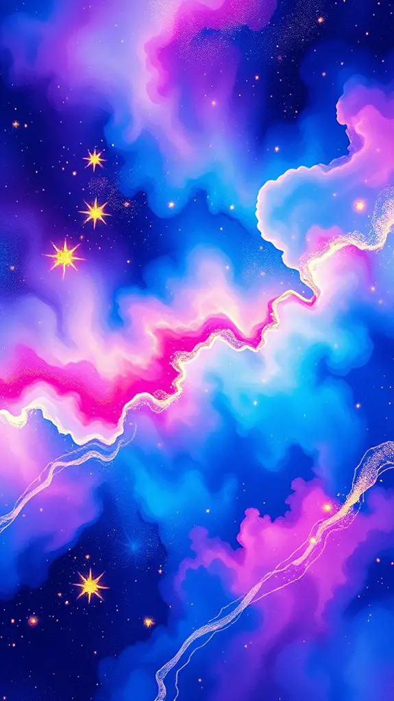 glowing watercolor nebula patterns