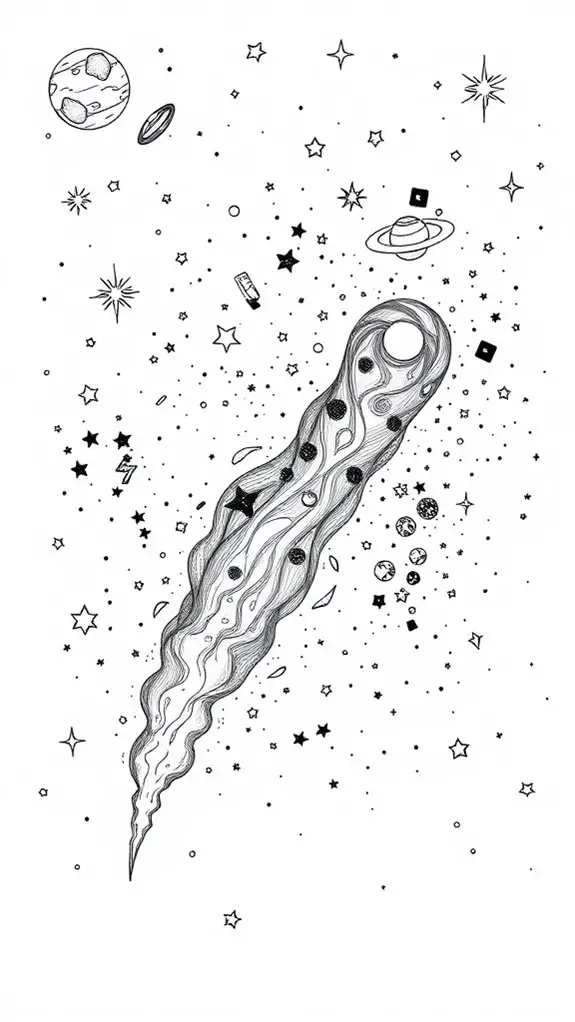 monochromatic comet illustration art