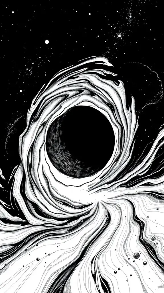 monochrome black hole illustration