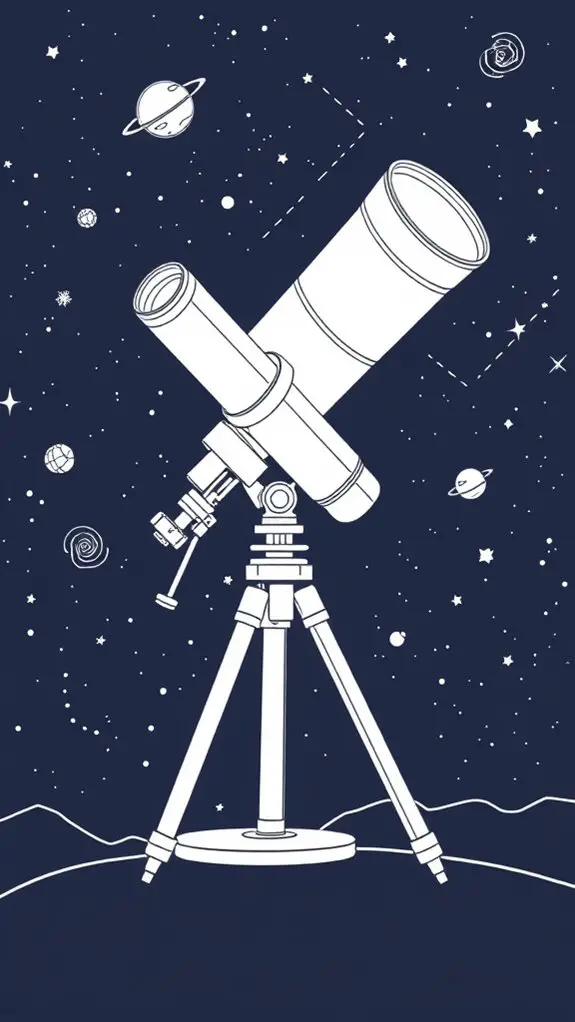 monoline space telescope illustration
