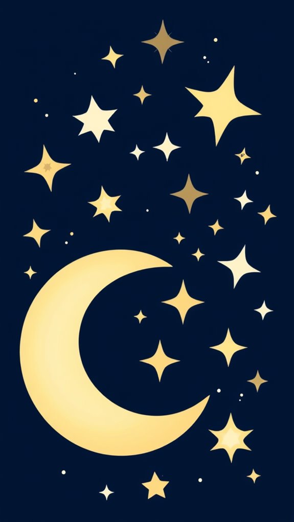 moon and stars illustration