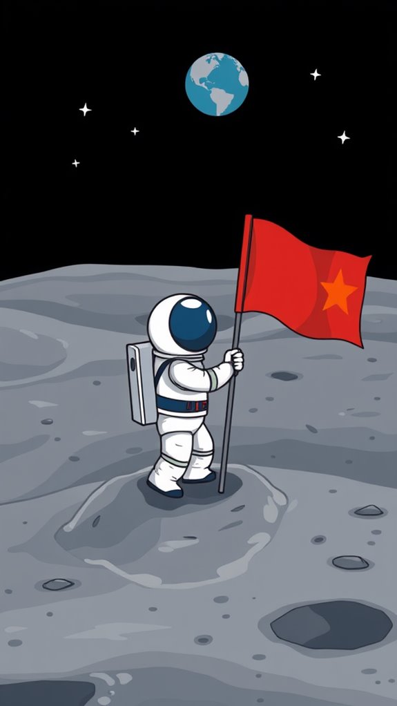 moon landing flag planting
