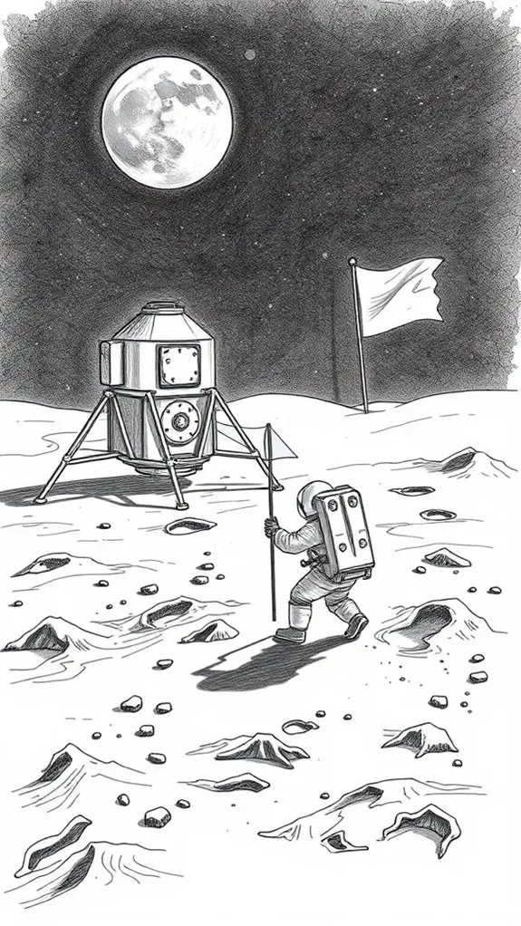 moon landing sketch illustration