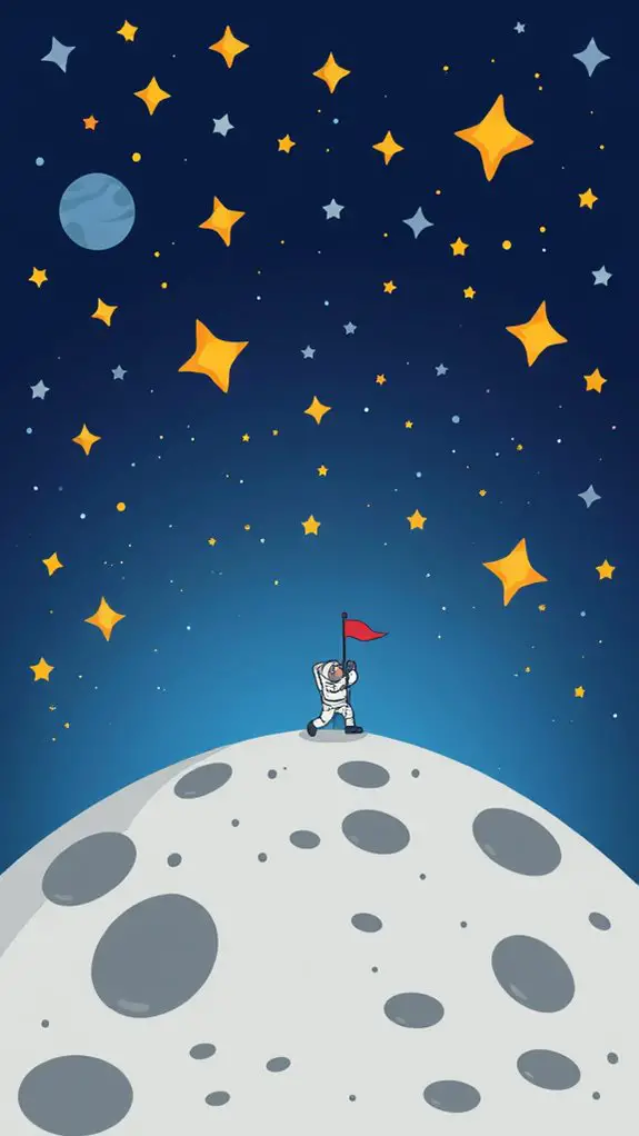 moon landing under stars