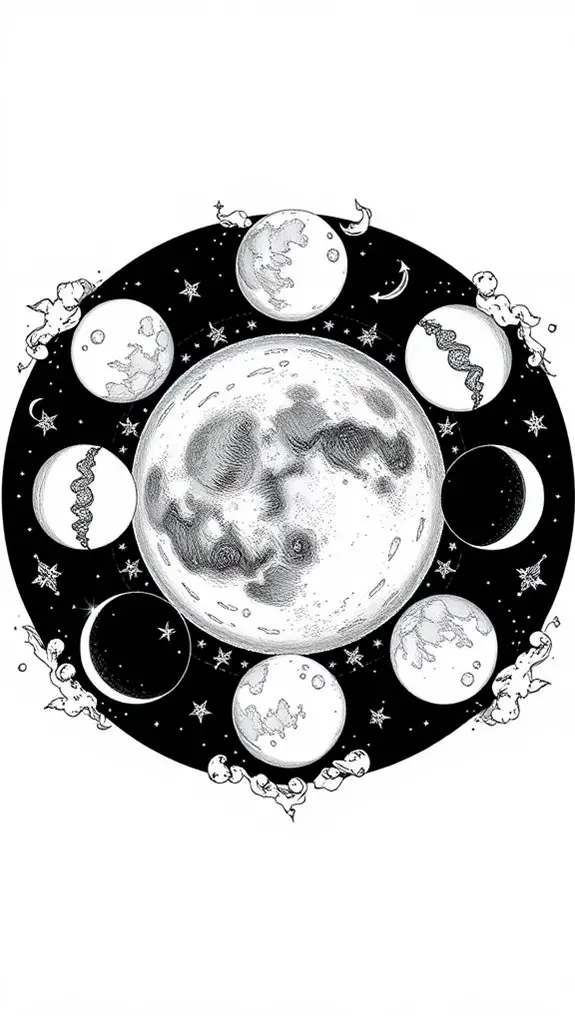 moon phases black and white