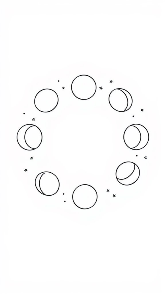moon phases line drawing