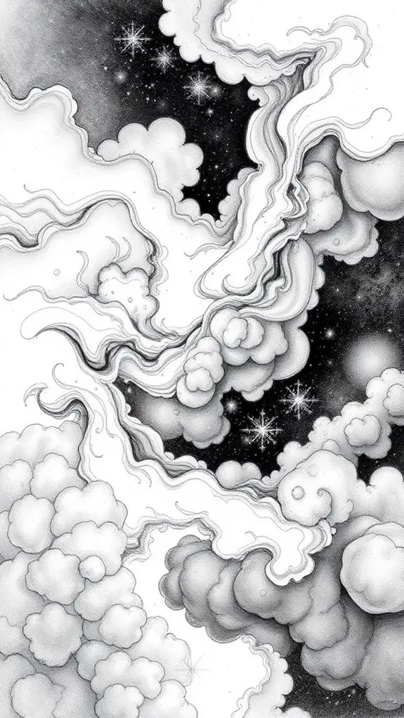 nebula in monochrome sketch