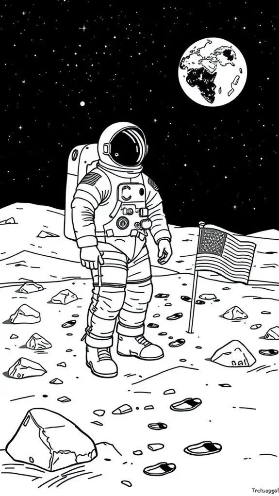 neil armstrong space exploration coloring