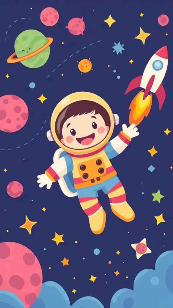 playful astronaut rocket scene