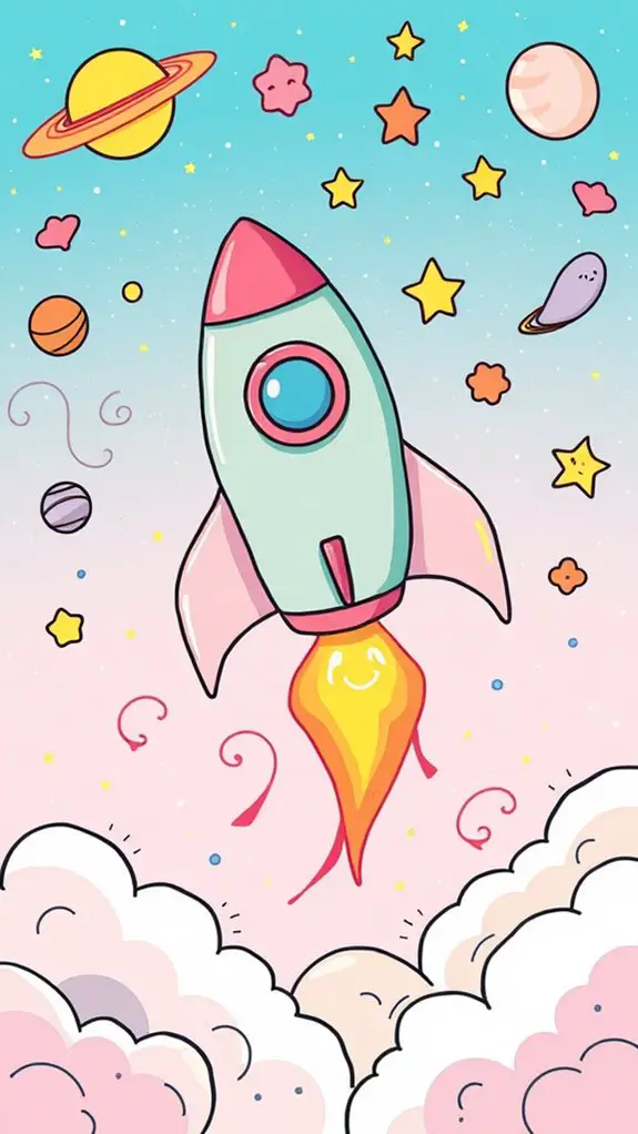 playful rocket ship illustration