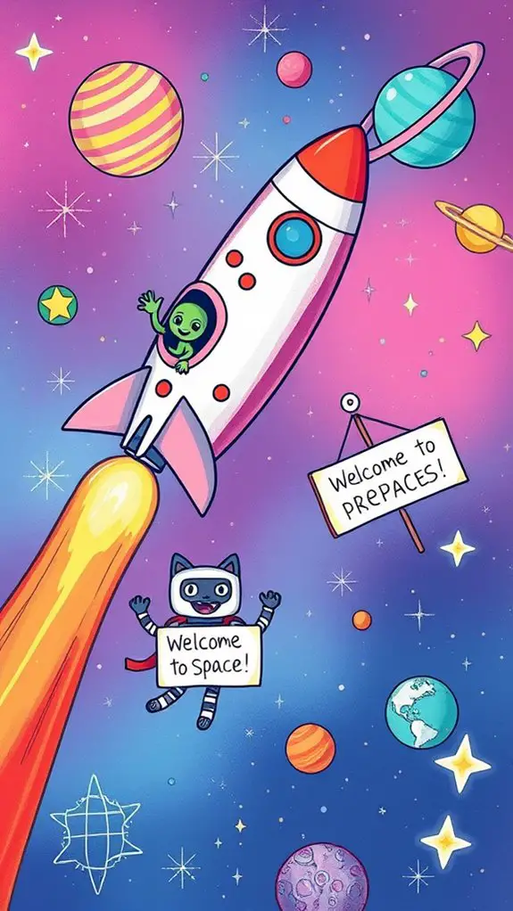 playful space shuttle character