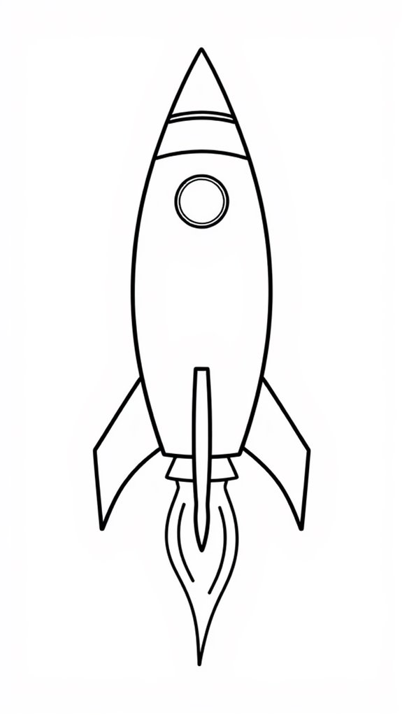 rocket illustration in outline